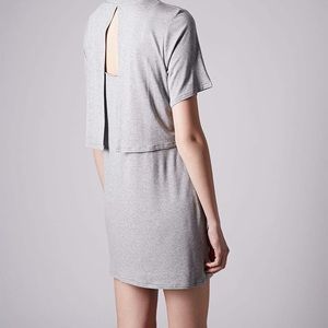 Gray T shirt Dress with Overlay